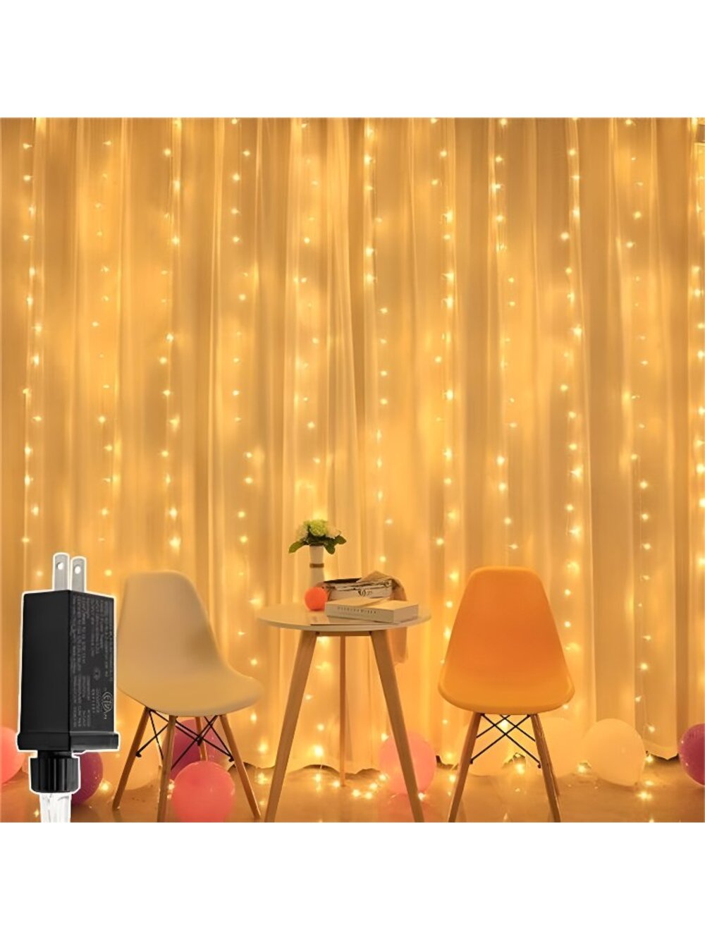 300 LED Curtain Lights with 8 Modes, Waterproof Fairy Curtain Lights Plug in